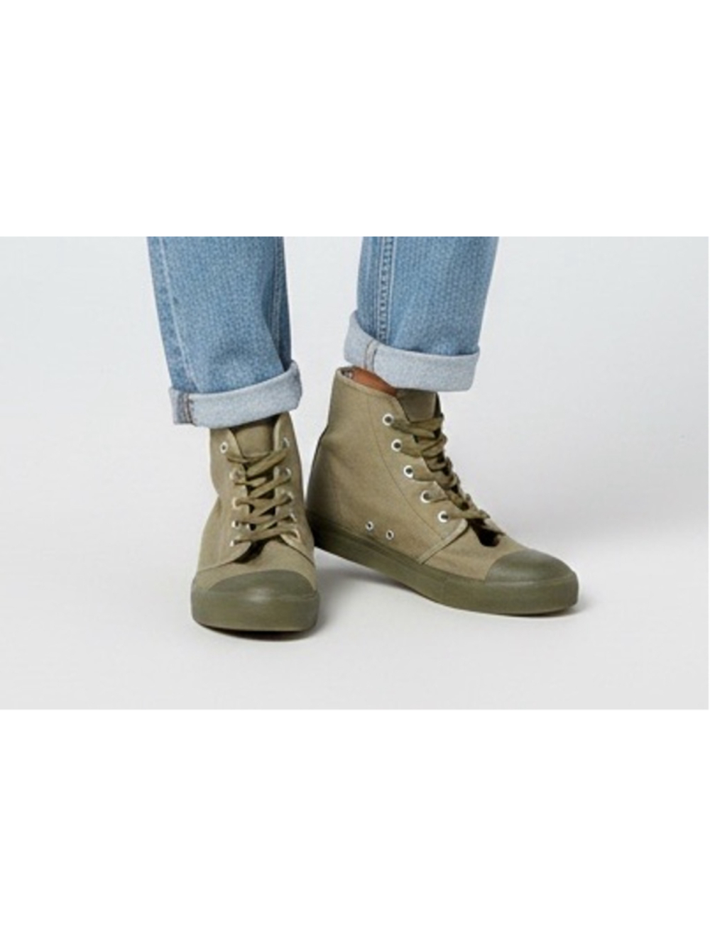 BANGS Olive Canvas High Top Sneakers Unisex Men 6.5 Women 8 Earth Tone Utility S